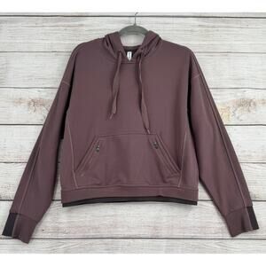 Athleta Recover Pullover Hoodie Sweatshirt Womens Small Taupe Brown
